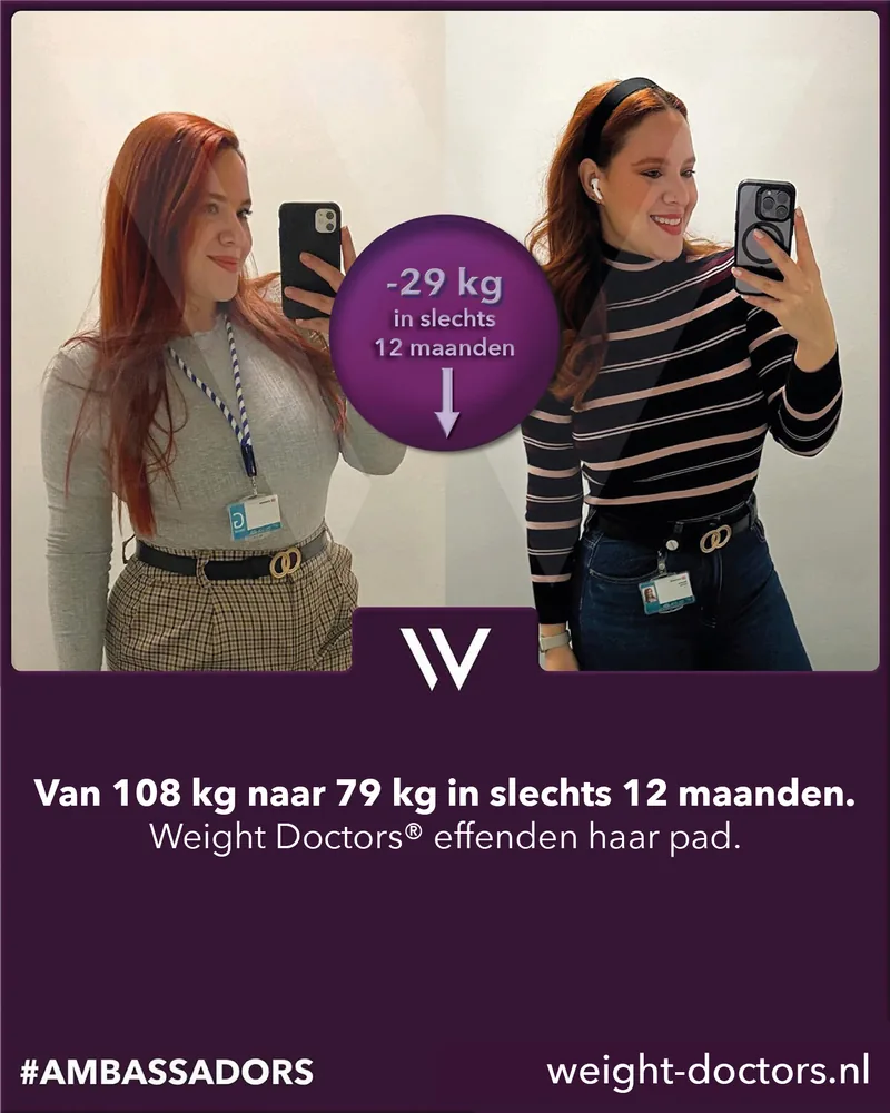 Weight Doctors® voor en na: patiënte van 108 kg naar 79 kg in twaalf maanden