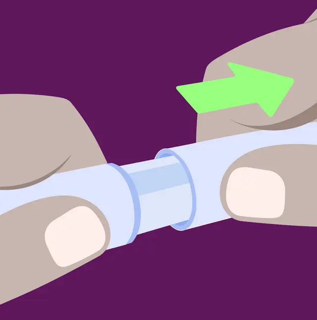 Illustration: the cap is pulled off the pen